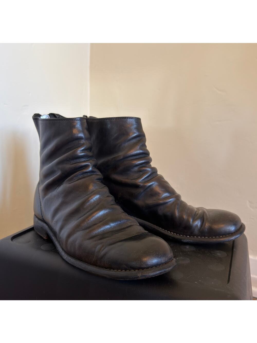 GUIDI CLASSIC BLACK ANKLE BOOTS (EU 38)